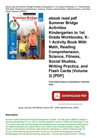 ebook read pdf summer bridge activities kindergarten to 1st grade workbooks  k-1 activity book with