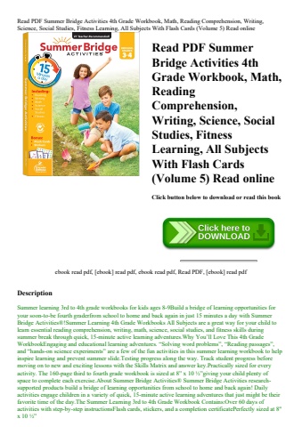 read pdf summer bridge activities 4th grade workbook  math  reading comprehension  writing  science