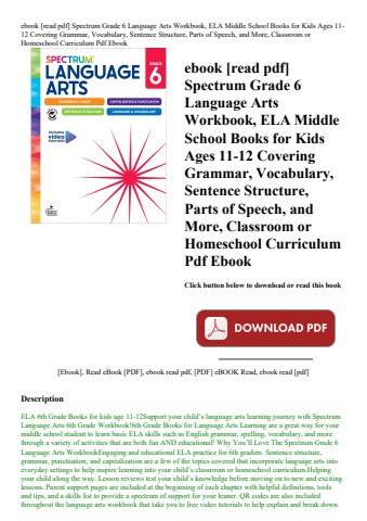 ebook [read pdf] spectrum grade 6 language arts workbook  ela middle school books for kids ages 11-1