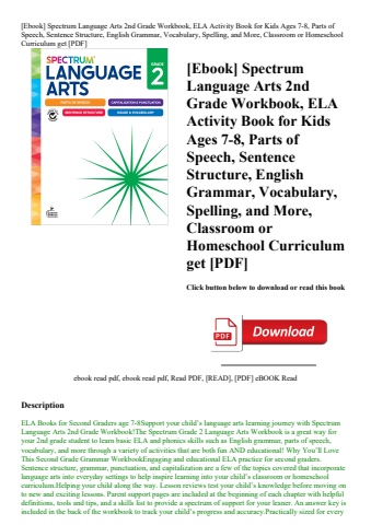 [Ebook] Spectrum Language Arts 2nd Grade Workbook  ELA Activity Book for Kids Ages 7-8  Parts of Spe