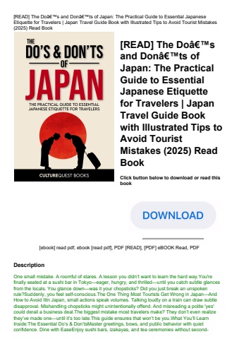 [read] the doã¢â€â™s and donã¢â€â™ts of japan the practical guide to essential japanese etiquette fo