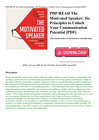 pdfread the motivated speaker six principles to unlock your communication potential [pdf]