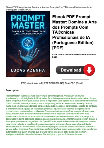 ebook pdf  prompt master domine a arte dos prompts com tãƒâ©cnicas profissionais de ia (portuguese e