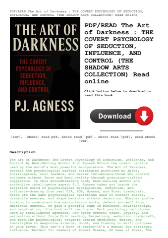 pdfread the art of darkness  the covert psychology of seduction  influence  and control (the shadow
