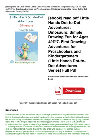 [ebook] read pdf little hands dot-to-dot adventures dinosaurs simple drawing fun for ages 4ã¢â€â“7