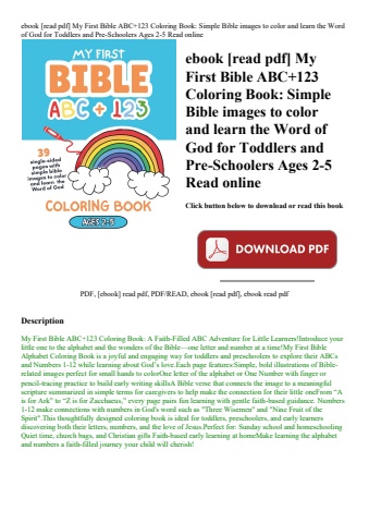 ebook [read pdf] my first bible abc+123 coloring book simple bible images to color and learn the wor