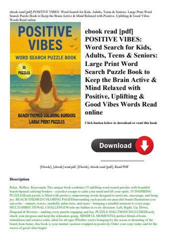 ebook read [pdf] positive vibes word search for kids  adults  teens & seniors large print word searc