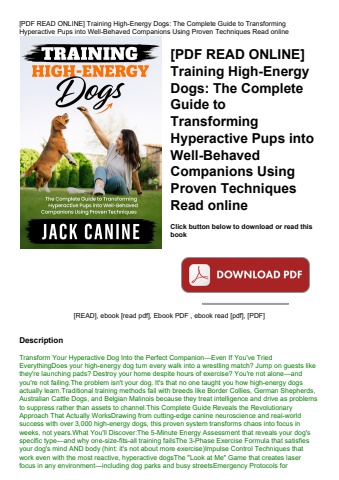[pdf read online] training high-energy dogs the complete guide to transforming hyperactive pups into