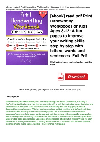 [ebook] read pdf print handwriting workbook for kids ages 8-12 a fun pages to improve your writing s