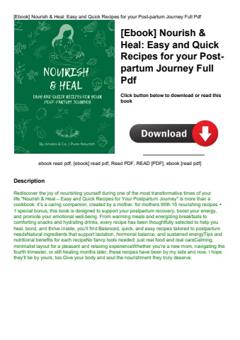 [ebook] nourish & heal easy and quick recipes for your post-partum journey full pdf