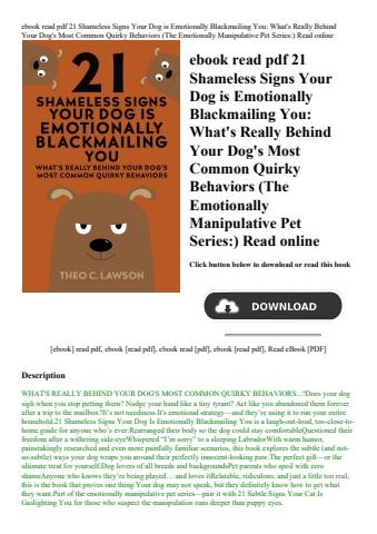 ebook read pdf 21 shameless signs your dog is emotionally blackmailing you what's really behind your