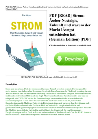 pdf [read] strom ãƒâœber nostalgie  zukunft und warum der markt lãƒâ¤ngst entschieden hat (german ed