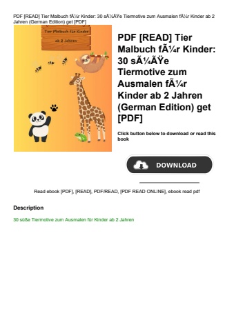 pdf [read] tier malbuch fãƒâ¼r kinder 30 sãƒâ¼ãƒâÿe tiermotive zum ausmalen fãƒâ¼r kinder ab 2 jahre