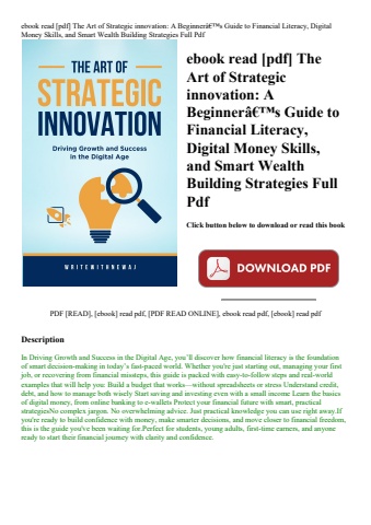 ebook read [pdf] the art of strategic innovation a beginnerã¢â€â™s guide to financial literacy  digi