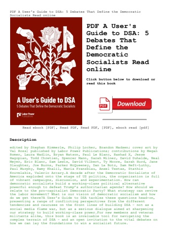 pdf a user's guide to dsa 5 debates that define the democratic socialists read online