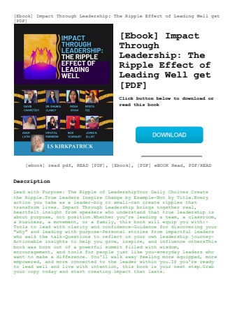 [ebook] impact through leadership the ripple effect of leading well get [pdf]