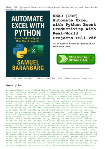 read [pdf] automate excel with python boost productivity with real-world projects full pdf