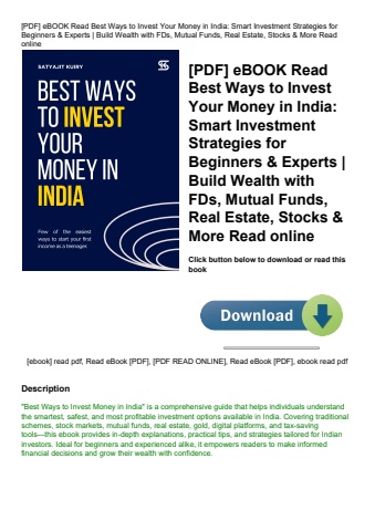 [pdf] ebook read best ways to invest your money in india smart investment strategies for beginners &