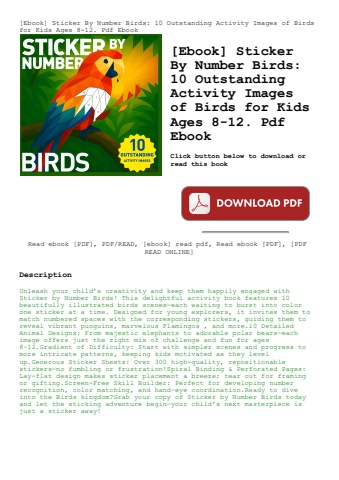 [ebook] sticker by number birds 10 outstanding activity images of birds for kids ages 8-12