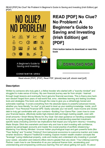 read [pdf] no clue no problem! a beginner's guide to saving and investing (irish edition) get [pdf]
