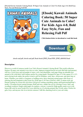[ebook] kawaii animals coloring book 50 super cute animals to color! for kids ages 4-8  bold easy st