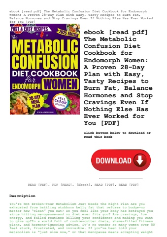 ebook [read pdf] the metabolic confusion diet cookbook for endomorph women a proven 28-day plan with