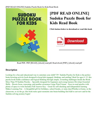 [pdf read online] sudoku puzzle book for kids read book