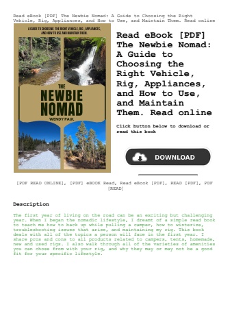read ebook [pdf] the newbie nomad a guide to choosing the right vehicle  rig  appliances  and how to