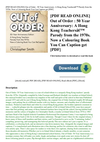 [pdf read online] out of order  50 year anniversary a hong kong teachersã¢â€â™ parody from the 1970s