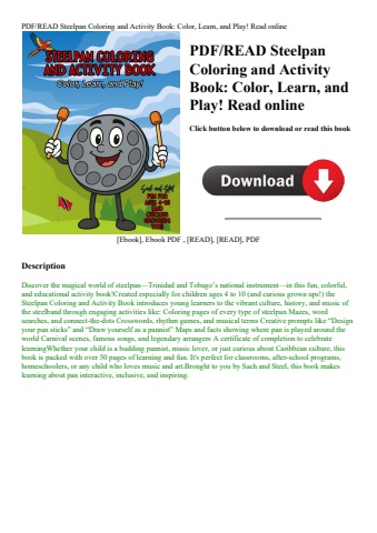 pdfread steelpan coloring and activity book color  learn  and play! read online