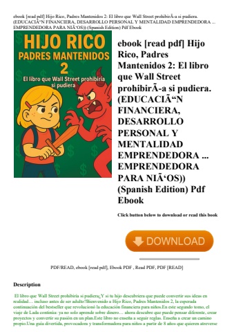 ebook [read pdf] hijo rico  padres mantenidos 2 el libro que wall street prohibirãƒâ­a si pudiera