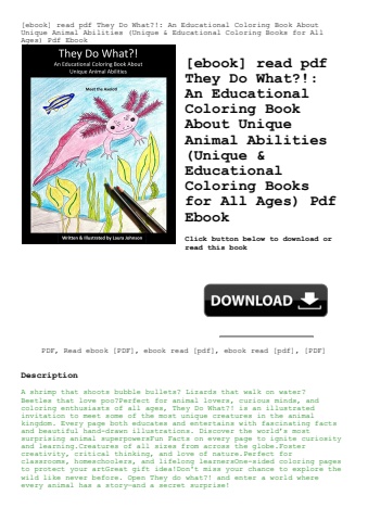 [ebook] read pdf they do what! an educational coloring book about unique animal abilities (unique &