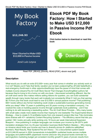 ebook pdf  my book factory how i started to make usd $12 000 in passive income pdf ebook