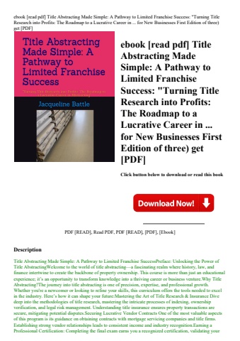 ebook [read pdf] title abstracting made simple a pathway to limited franchise success turning title