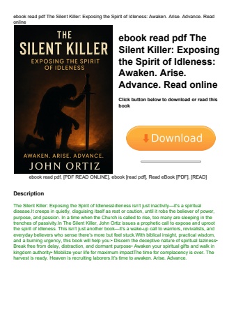 ebook read pdf the silent killer exposing the spirit of idleness awaken