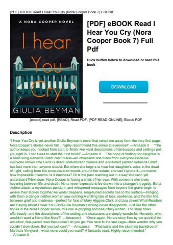[pdf] ebook read i hear you cry (nora cooper book 7) full pdf