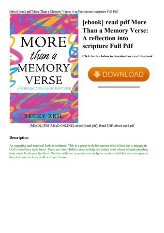 [ebook] read pdf more than a memory verse a reflection into scripture full pdf