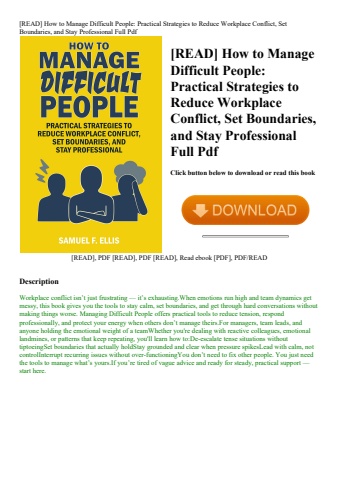 [read] how to manage difficult people practical strategies to reduce workplace conflict  set boundar