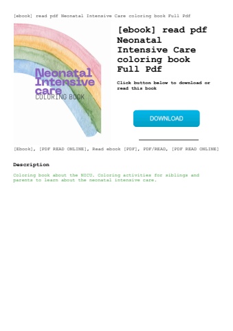 [ebook] read pdf neonatal intensive care coloring book full pdf