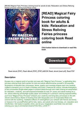 [read] magical fairy princess coloring book for adults & kids relaxation and stress reliving fairies