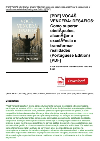 [pdf] vocãƒâš vencerãƒâ desafios como superar obstãƒâ¡culos  alcanãƒâ§ar a excelãƒâªncia e transfor