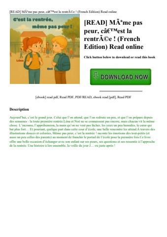 [read] mãƒâªme pas peur  cã¢â€â™est la rentrãƒâ©e ! (french edition) read online