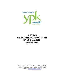 LAPORAN KEGIATAN QURBAN 1443 RS YPK MANDIRI 2022