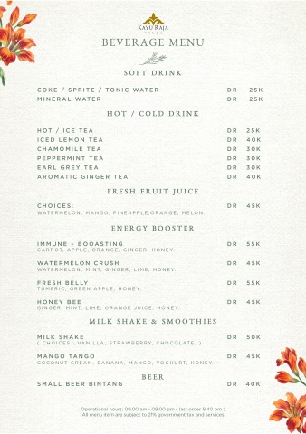 BEVERAGE MENU