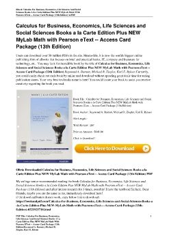 Calculus for Business, Economics, Life Sciences and Social Sciences Books a la Carte Edition Plus NEW MyLab Math with Pearson eText -- Access Card Package (13th Edition)Raymond A. Barnett, Michael R. Ziegler, Karl E. Byleen