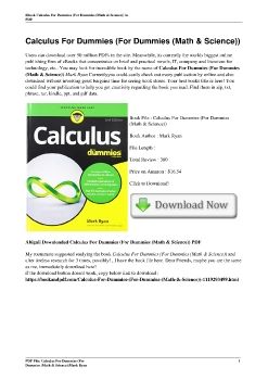 Calculus For Dummies (For Dummies (Math & Science))Mark Ryan