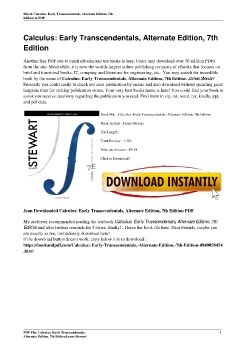 Calculus: Early Transcendentals, Alternate Edition, 7th EditionJames Stewart