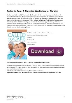 Called to Care: A Christian Worldview for NursingJudith Allen Shelly, Arlene B. Miller