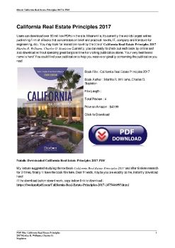 California Real Estate Principles 2017Martha R. Williams, Charles O. Stapleton