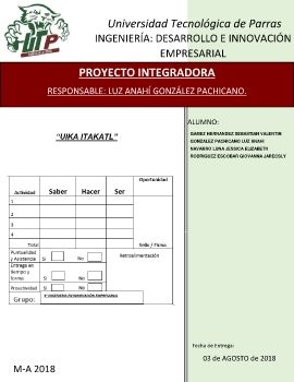 Proyecto de Integradora Uika Itakatl IDIE